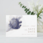 Midnight Navy Gold Elegant Modern Save the Date (Staand voorkant)