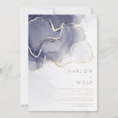 'Midnight Navy Gold Elegant Modern Wedding' Kaart (Voorkant)