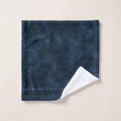 Midnight Navy Romance | Blue Satiny Grunge Damask Bad Handdoek (Wasdoekje)