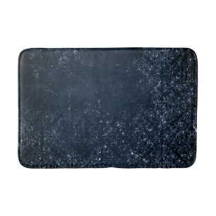 Midnight Navy Romance   Blue Satiny Grunge Damask Badmat