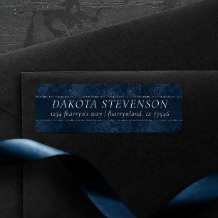 Midnight Navy Romance   Blue Satiny Grunge Damask Etiket