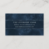 Midnight Navy Romance | Blue Satiny Grunge Damask Visitekaartje (Achterkant)