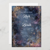 Midnight Nebula Gold Wedding Kaart (Voorkant / Achterkant)