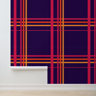 Midnight Neon Plaid Tartan Behang