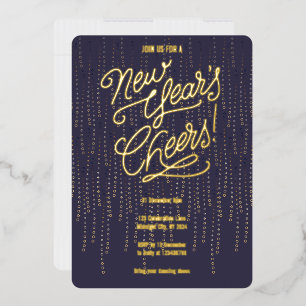 Midnight New Years Cheers Folie Invitation Uitnodiging