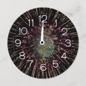 Midnight New Years Eve Clock On Fireworks Kaart (Voorkant)