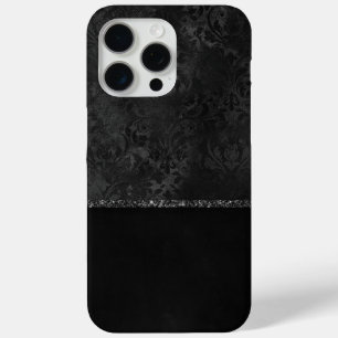 Midnight Onyx Romance Black Satiny Grunge Damask iPhone 15 Pro Max Hoesje