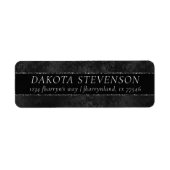 Midnight Onyx Romance | Black Satiny Grunge Damask Etiket (Voorkant)