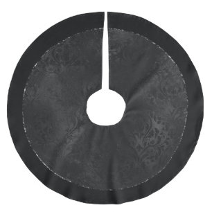 Midnight Onyx Romance   Black Satiny Grunge Damask Kerstboom Rok