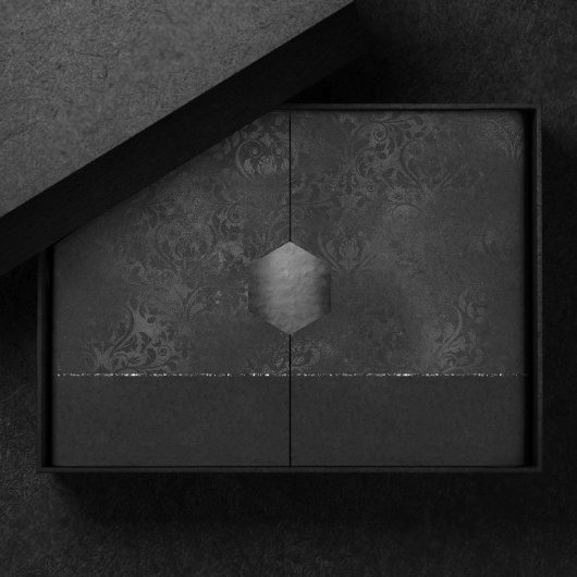 Midnight Onyx Romance | Black Satiny Grunge Damask Tissuepapier