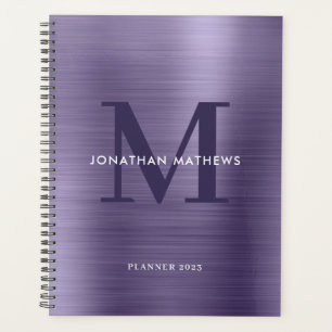 Midnight Paars Klassiek monogram geborsteld metaal Planner