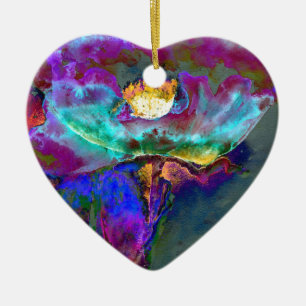 Midnight Paars Poppy waterverf schilderij Keramisch Ornament