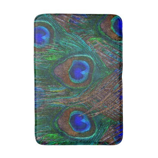 Midnight Peacock Feathers Etching Style Badmat (Voorkant Verticaal)