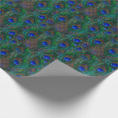 Midnight Peacock Feathers Etching Style Decor Cadeaupapier (Hoek)