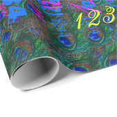 Midnight Peacock Feathers Etching Style Decor Cadeaupapier (Rol Hoek)