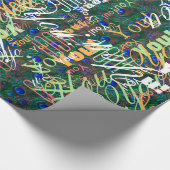 Midnight Peacock Feathers Etching Style Decor Cadeaupapier (Hoek)