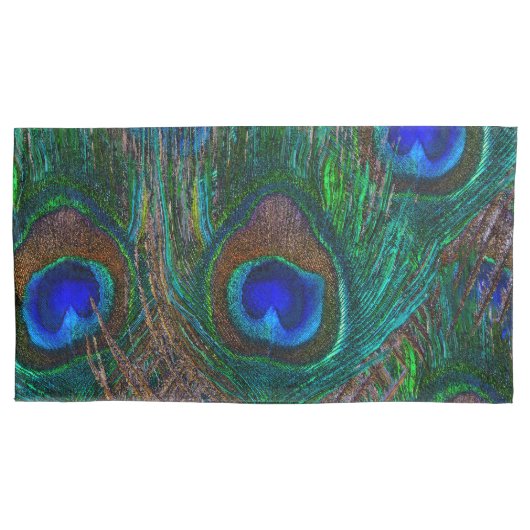 Midnight Peacock Feathers Etching Style Kussensloop (Voorkant-Links)