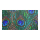 Midnight Peacock Feathers Etching Style Kussensloop (Achterkant-Links)