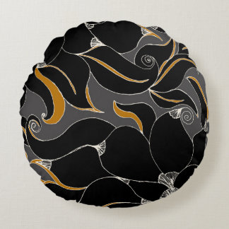 Midnight Petals – Elegant Floral Pattern Rond Kussen