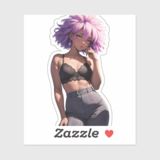 Midnight Plaid Elegance Sticker