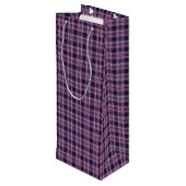 Midnight Plaid Wine Gift Bag Wijn Cadeautas (Achterkant Gekanteld)