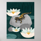Midnight Pond Fire Salamander Wall Art - Poster (Voorkant)