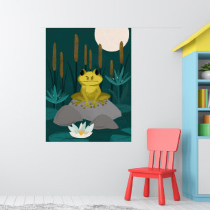 Midnight Pond Full Moon Frog Kunst - Poster
