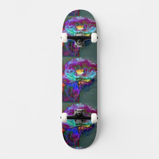 Midnight poppy paarse waterverf schilderij skateboard (Voorkant)
