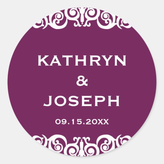 Midnight prum Victoriaans scroll bruiloft gunst la Ronde Sticker (Voorkant)