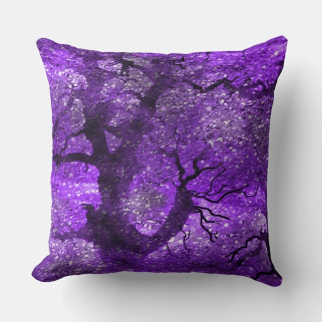Midnight Purple Magical Amethyst Forest Coussin (Recto)