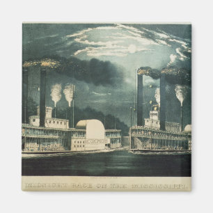 Midnight Race op de Mississippi, 1875 Magneet