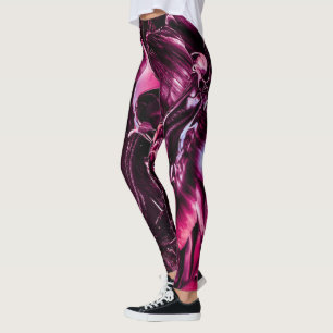 Midnight Raspberry Splash, Donkerroze Vloeistof Leggings