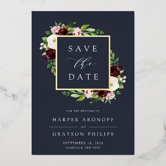 Midnight Romance Folie Save the Date Card Folie Uitnodiging (Voorkant)