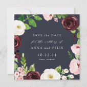 Midnight Romance Square Save the Date Kaart (Voorkant)