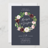 Midnight Romance Wreath Wedding Kaart (Voorkant)