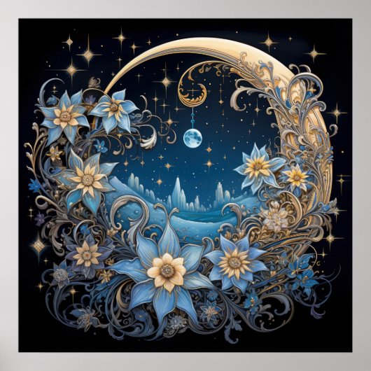 Midnight Serenity: een hemelse bloei Poster (Voorkant)