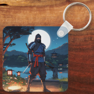 Midnight Shinobi: Maanlicht Ninja Silhouette Premi Sleutelhanger