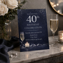 Midnight Silver 40th Glow Invitation