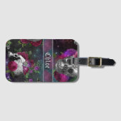 Midnight Silver Gothic Witch Skull en Rozen Lugga Bagagelabel (Voorkant (horizontaal))