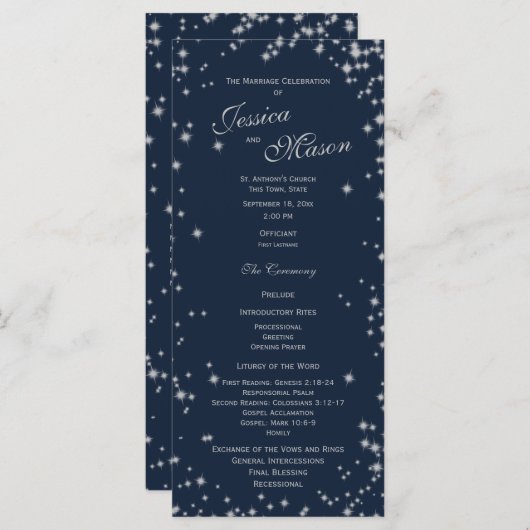 Midnight Sky Twinkle Navy blauw en zilver Programma (Voorkant / Achterkant)