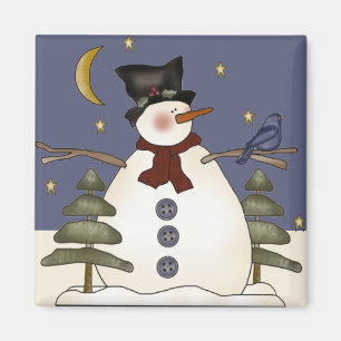 Midnight Sneeuwman Kerstmis en Winter Magnet Magneet