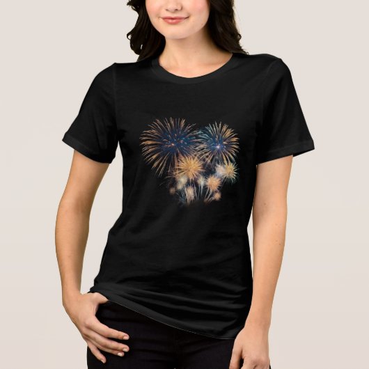 Midnight Spark: Fireworks 2026 Long Sleeve Tee Tri-Blend Shirt (Voorkant)