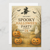 Midnight Spooky Halloween Party Uitnodiging (Voorkant / Achterkant)