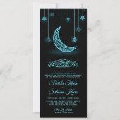 Midnight sterren en maan islamitische bruiloft kaart (Voorkant)