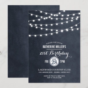 Midnight String Lights 21st Verjaardagsfeest Uitno Kaart