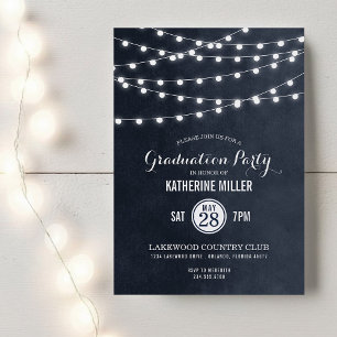 Midnight String Lights Graduation Party uitnodigin Kaart