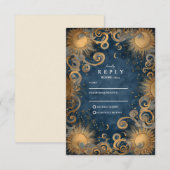 Midnight Sun Celestial Wedding RSVP Kaartje (Voorkant / Achterkant)