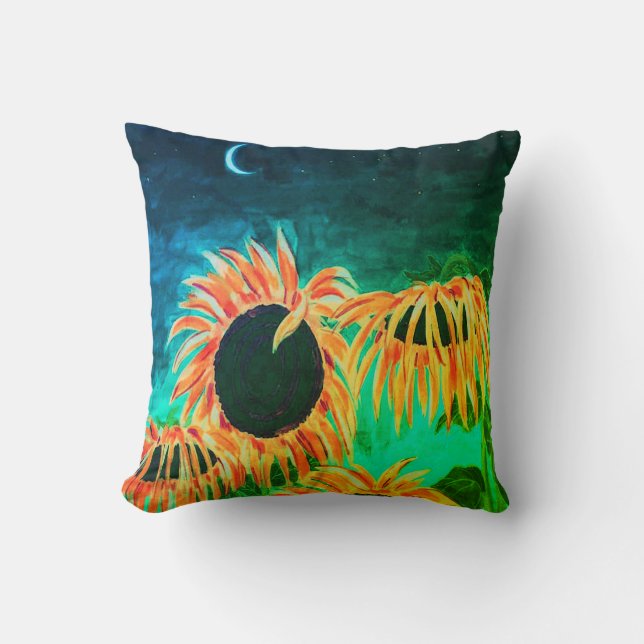 Midnight Sunflower Sierkussen (Voorkant)