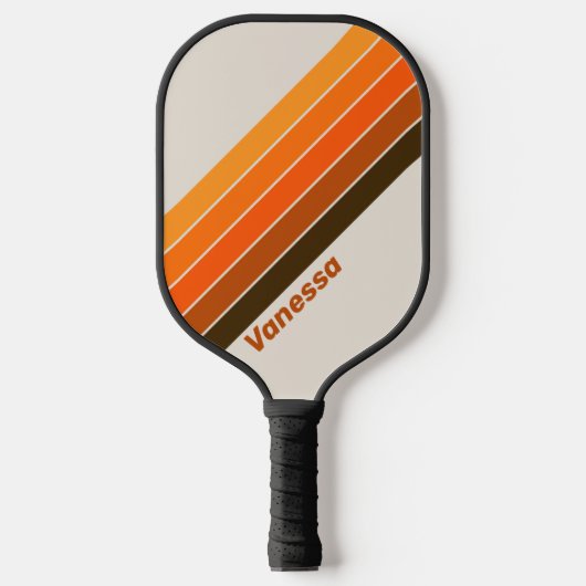 Midnight Sunrise Gestreept met Naam Pickleball Paddle (Voorkant)