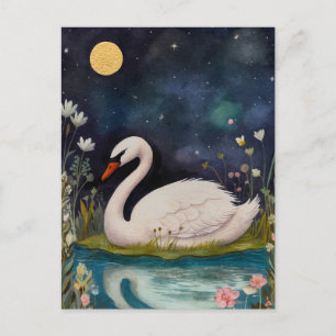Midnight Swan-Briefkaart Briefkaart